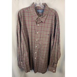 Polo Ralph Lauren Shirt Mens 2XL XXL Plaid Long Sleeve Casual Preppy Classic Fit